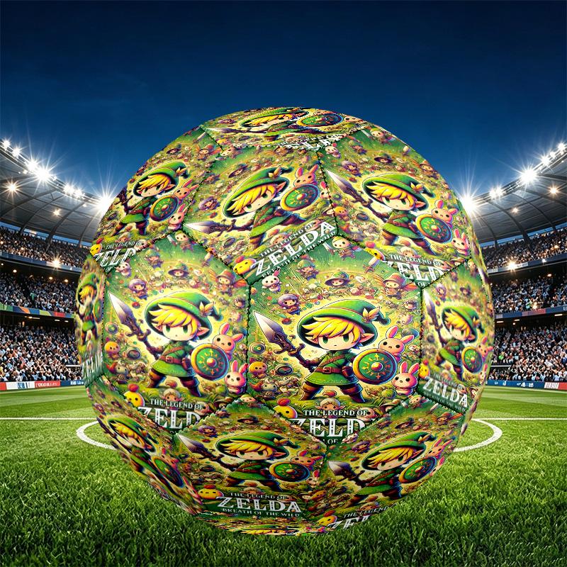 The Legend of Zelda Print Size 5 Soccer Ball, PU Wear Resistant Football for Match Training and Daily Practice, Birthday Gift for Soccer Fans