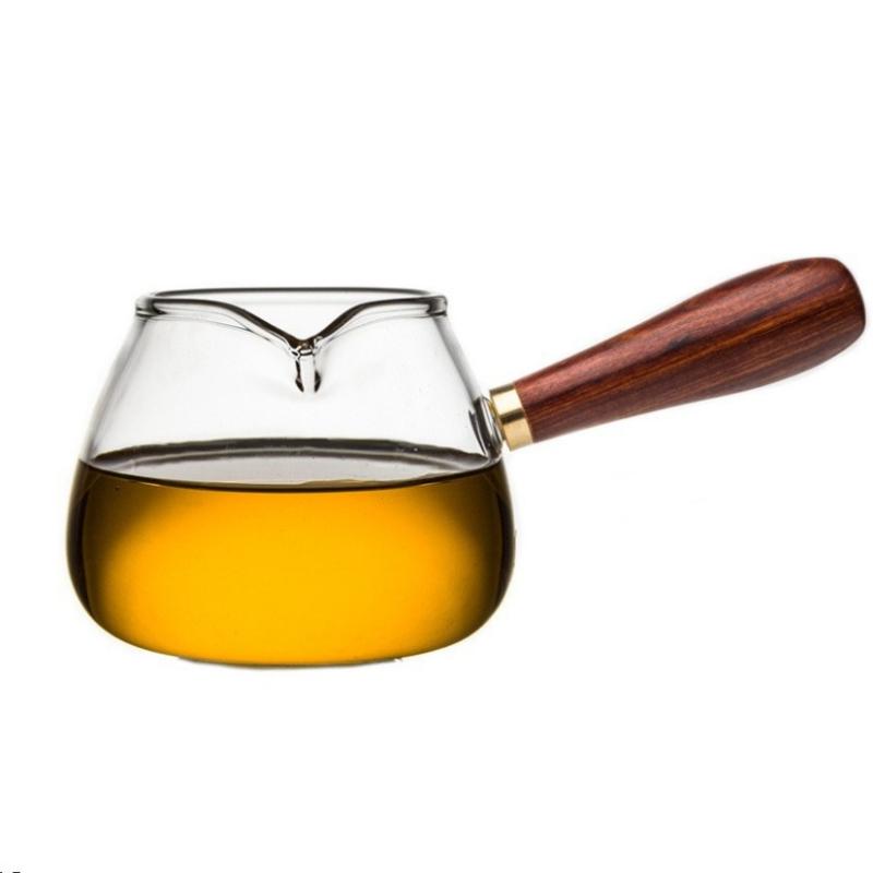 Диспенсер для чая из боросиликатного стекла 350 мл, креативная ярмарка, чашка Eagle Mouth Side, деревянная ручка, термостойкий чайник для чая Kung Fu