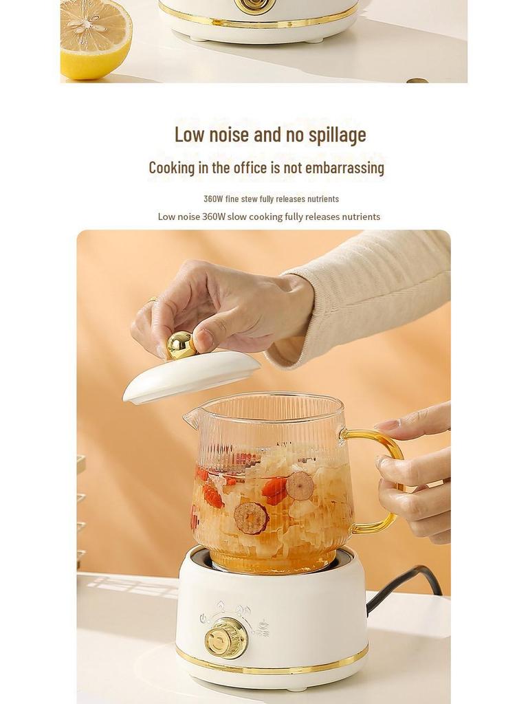 Многофункциональная мини-электрическая здоровая чашка для тушения: Стеклянный нагревательный чайник для офиса и подарочный набор для цветочного чая
