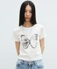 Nigaennikol Crop Top с мягкой расцветкой 'Бабочка'_Белый Черный