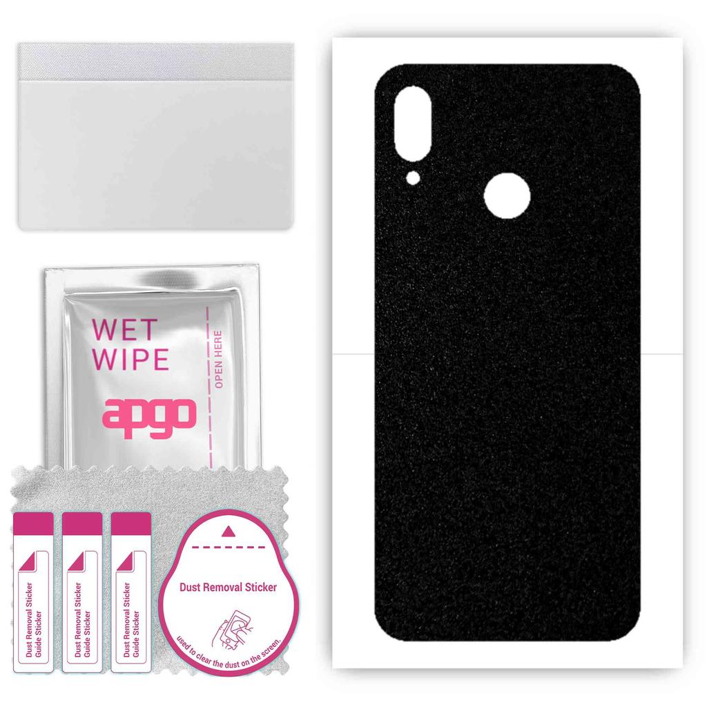 apgo Protective Skin Sticker for the Back Compatible with Huawei P Smart 2019, Wrap Film, Foil, Vinyl - Pattern Matte Black