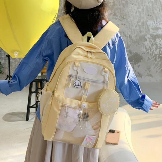 Рюкзак для ноутбука для девочек Водонепроницаемый рюкзак с прозрачным передним карманом Рюкзак большой вместимости с мягкими лямками для школы, улицы, путешествий