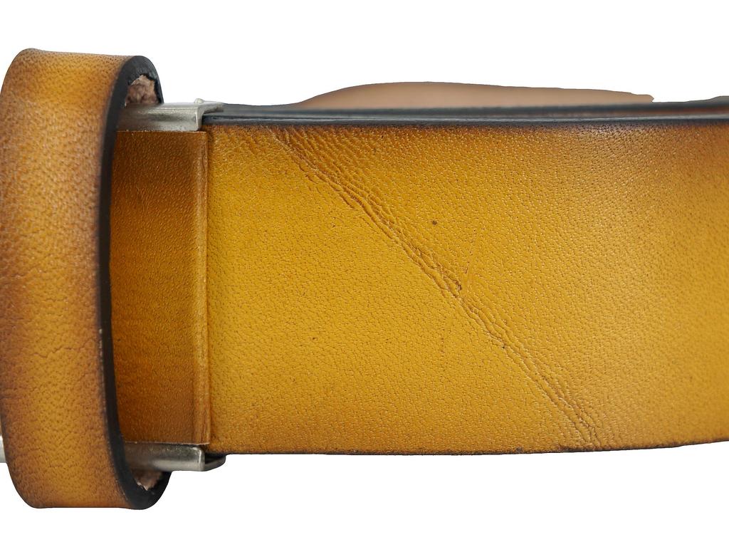 Yellow Tochigi Leather Belt for Genuine Made In Natural Cowhide Stepless Suitable for and Plus Made In Product Men, Leather, Japan, Leather, Holeless,