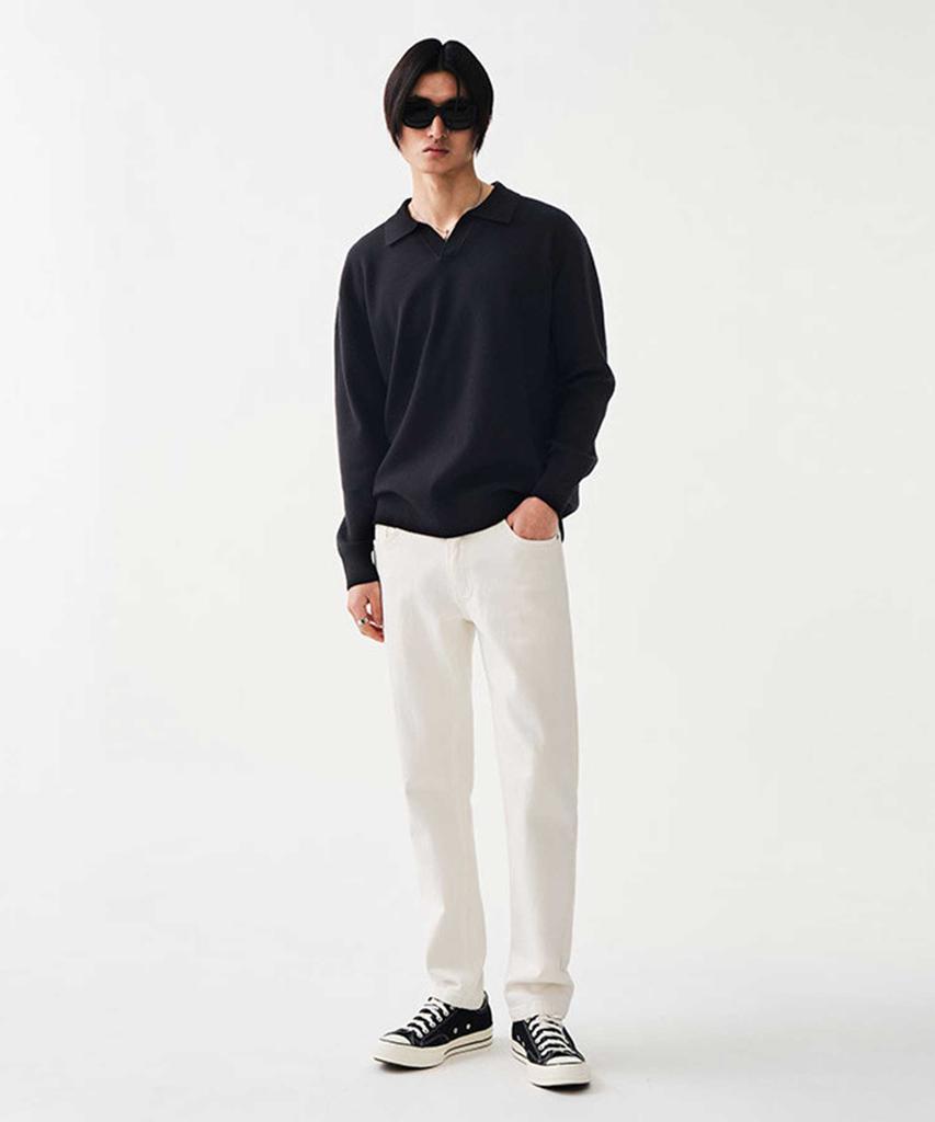 STCO Open Collar Solid Knit Black (Oversized)_Sktua02Osb