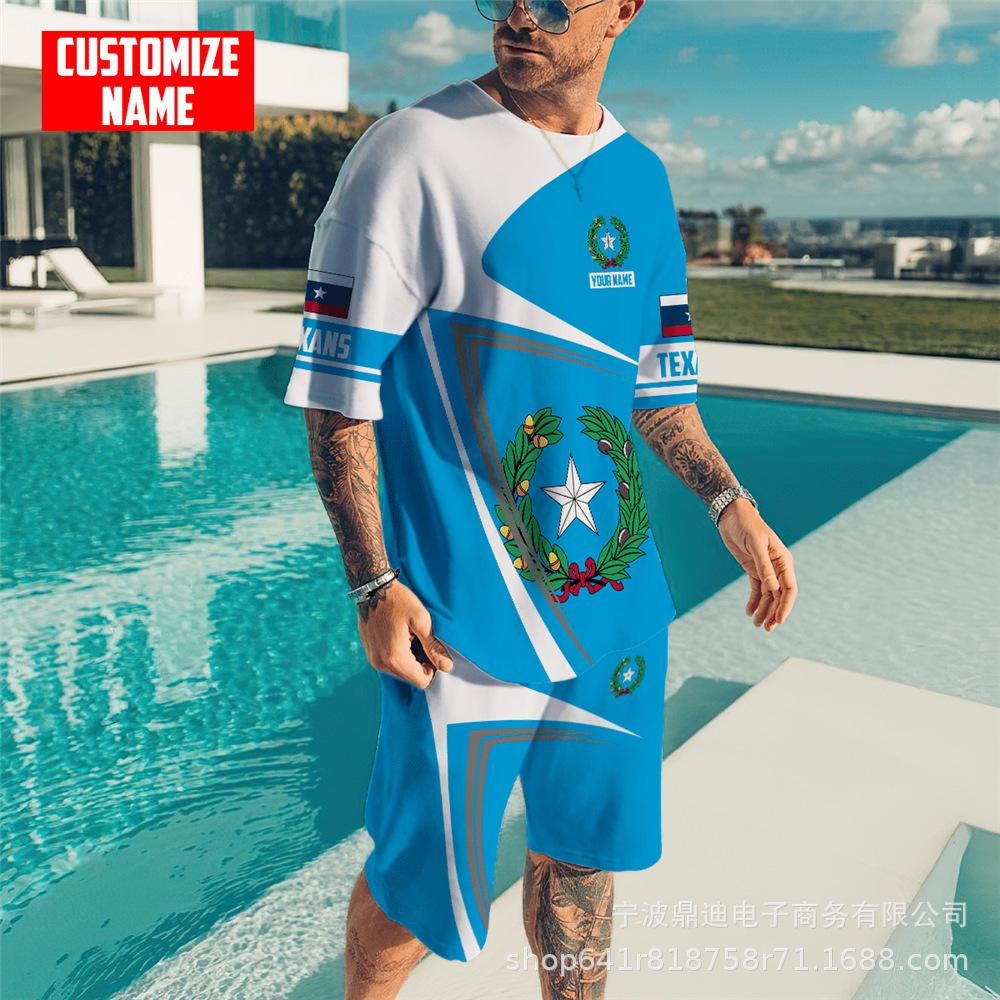 Летняя мужская футболка с 3D принтом и круглым вырезом, шорты с короткими рукавами, комплект из двух предметов, модная повседневная классная уличная одежда, спортивный костюм большого размера