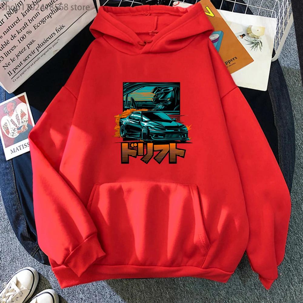 Initial D JDM Men Hoodie Men Japanese Car Streetwear Anime Print Winter Nissan Silvia Dorifto Casual Women