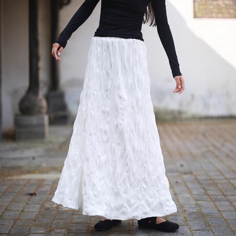 Johnature Женские винтажные однотонные юбки с эластичной резинкой на талии, весенние женские повседневные юбки А-силуэта