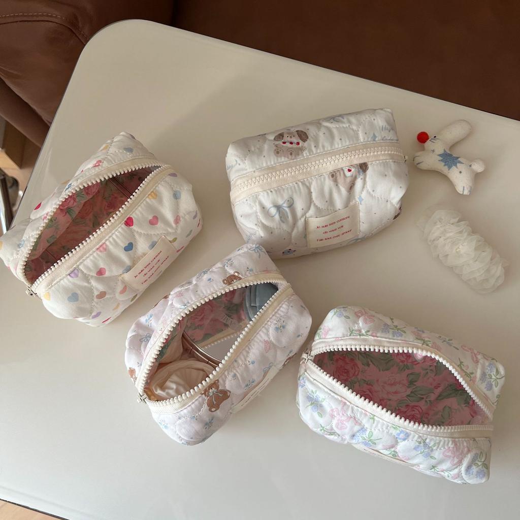 Printed love quilted quilted cotton boat bag small toast bag makeup bag monthly bag