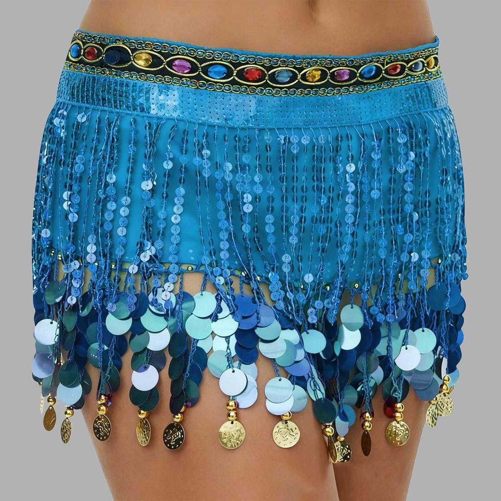 Женская сексуальная юбка с высокой талией, расшитая пайетками, поясные аксессуары, шарф для танца живота с пайетками