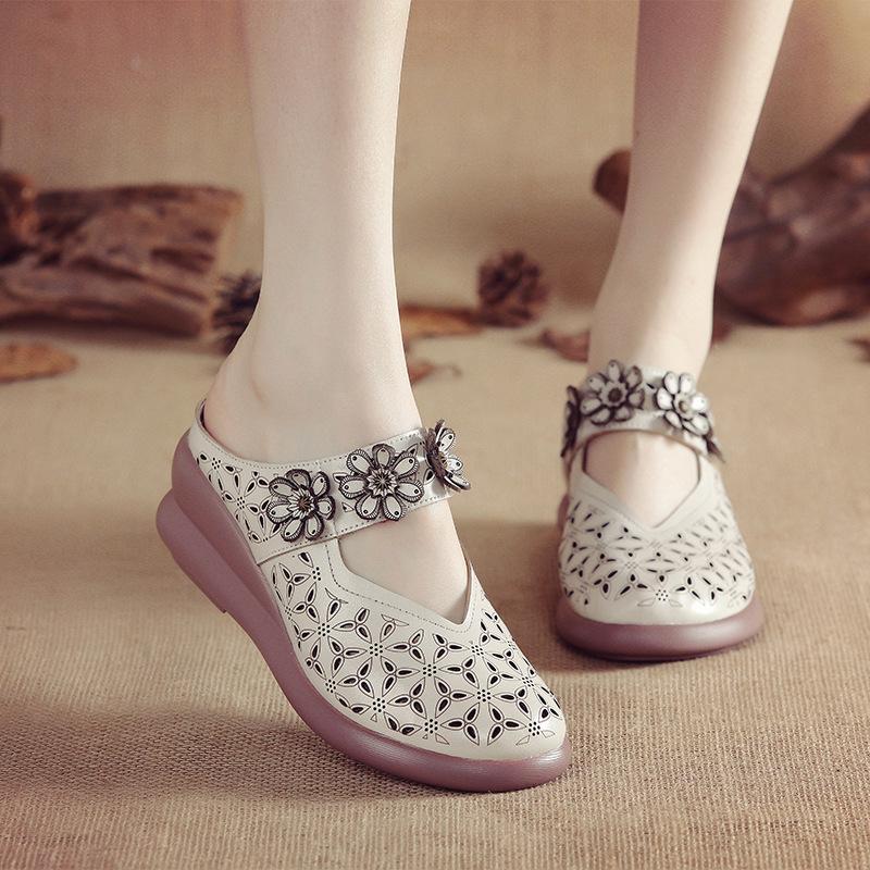 Platform Women Shoes For Summer Slip On Sandals Genuine Leather Flip Flops Breathable Slides Woman Slippers Shoes 2024 Soft And Comfortable