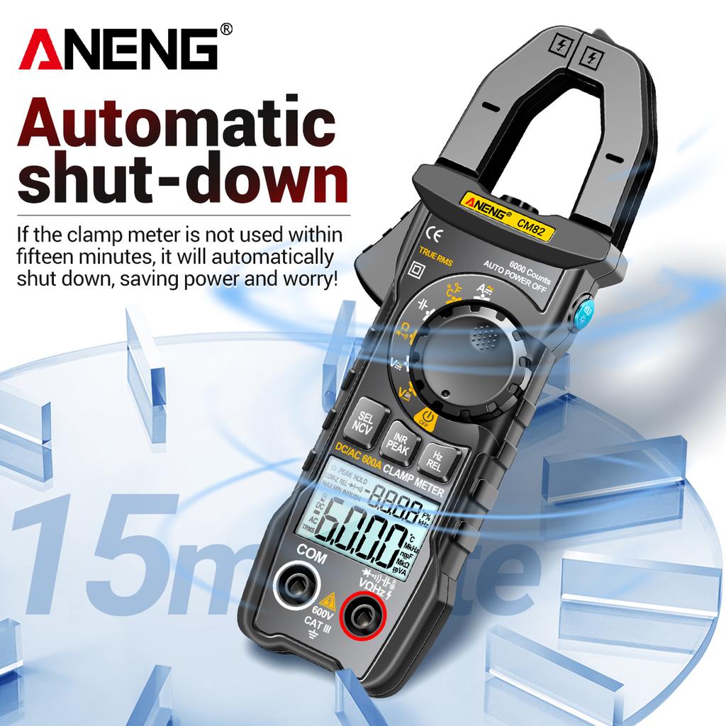Aneng CM82 Digital Clamp Meter 6000 Counts True RMS NCV Universal Meter 600V DC/AC Voltage 600A