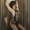 Sex underwear, sexy transparent temptation onesie open-file stockings mesh socks nightdress