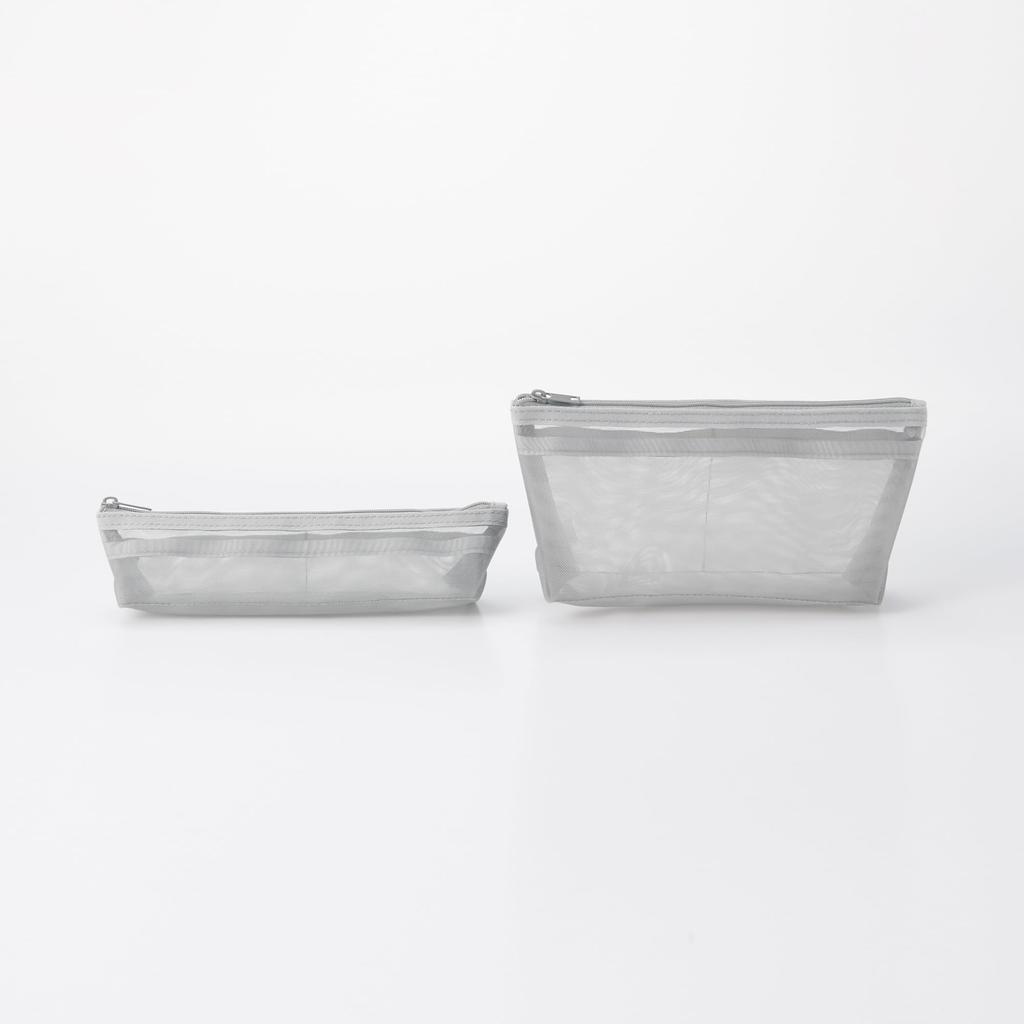 MUJI Сетчатый пенал из нейлона 17 см x 10 см x 5 см NDE05A1S с расширением, серый, прибл.. (W) (ЧАС) (D)