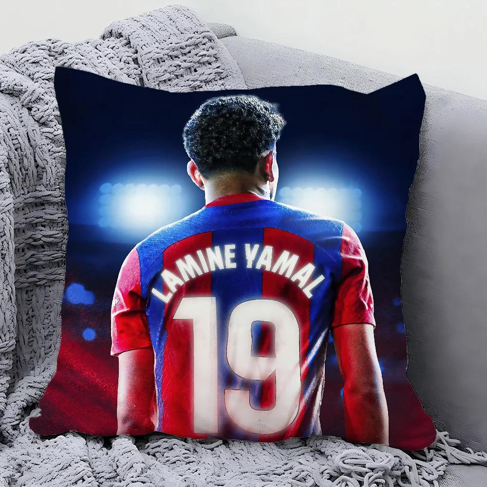 Football L-Lamine Number 19 Y-Yamal Pillow Case Square Pillow Bedroom Sofa Leisure Comfort Car Living Room Home Decoration 40X40