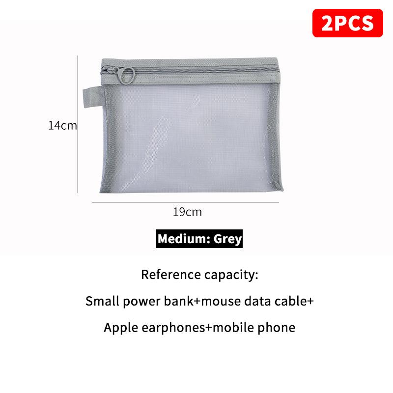Mini Mesh Hard Disk Card Reader Bags Portable Earphone Data Cable Chargers Storage Bag U Disk Zipper Pouch Travel Organizer