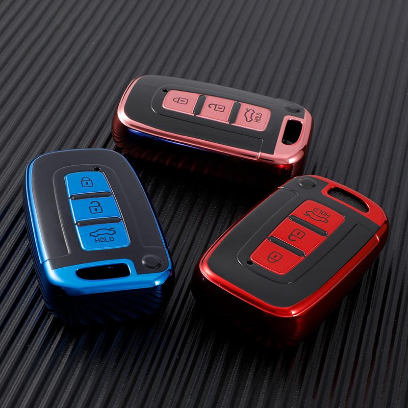 Soft TPU Car Key Cover Case Shell Fob For Hyundai Accent Elantra Solaris HB20 Veloster SR IX35 I30 for KIA RIO K2 K3 Sportage Accessories