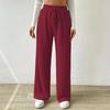 Knitted Wide Leg Women's Pants Elastic High Waisted Solid Color Casual Loose Straight Leg Pants