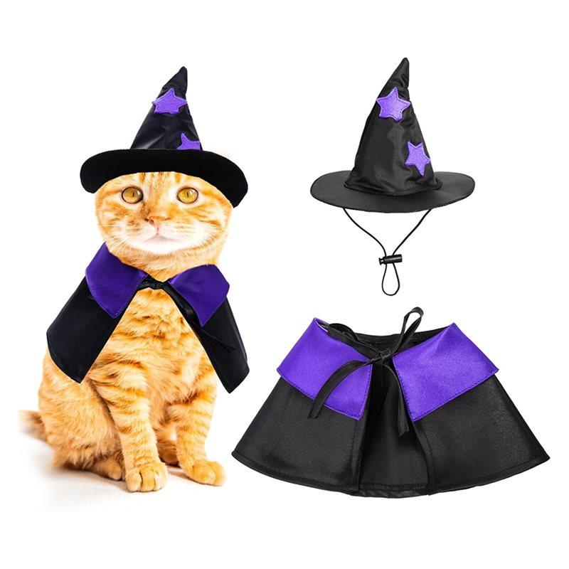 GIGI Halloween Pet Costume Cat Wizard Costume Funny Wizard Cat Clothes