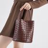 Bag Women's High-end Sense New Women's Bag Leather Handbag Women's Versatile Woven Bucket Shoulder Messenger Bag Women