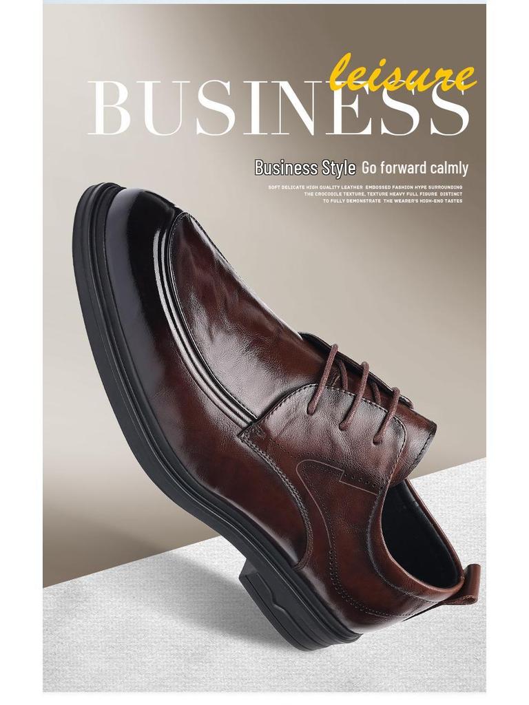 Мужские туфли из натуральной кожи на шнуровке в деловом повседневном стиле - Дышащая мягкая подошва