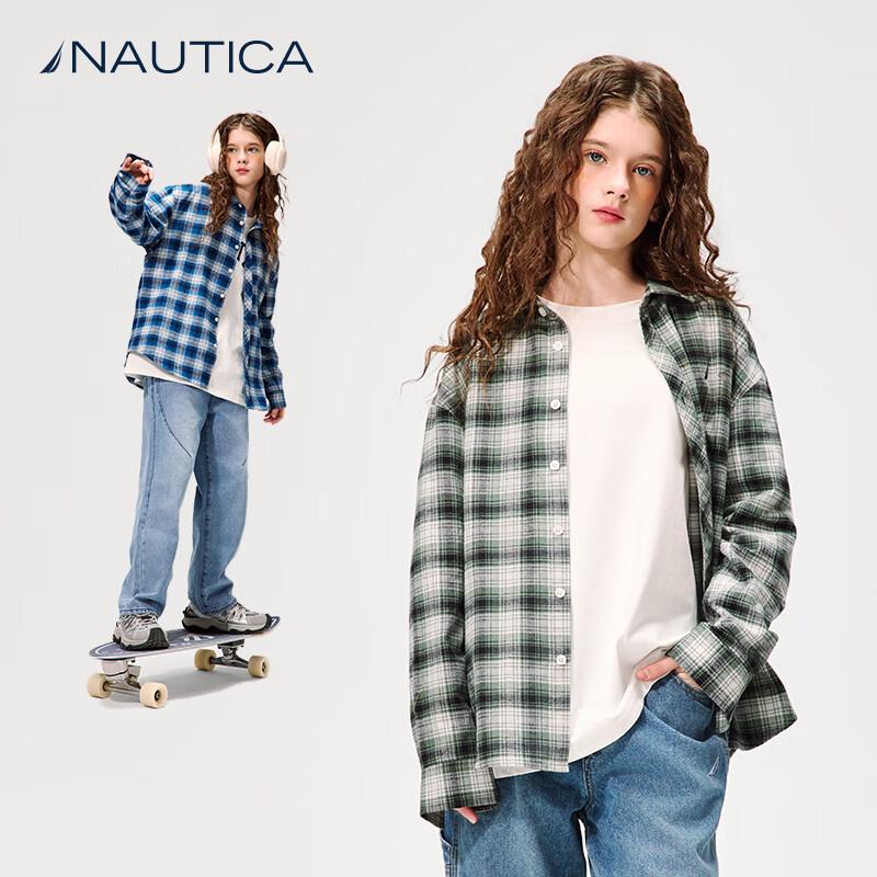 Nautica Детская унисекс клетчатая рубашка с длинным рукавом
