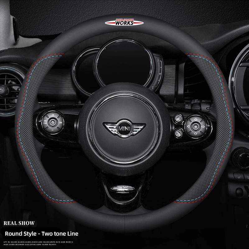 Car Steering Wheel Cover Breathable Leathe Non-Slip Protector For MINI JCW Cabrio Cooper Countryman Aceman Clubman Coupe F57