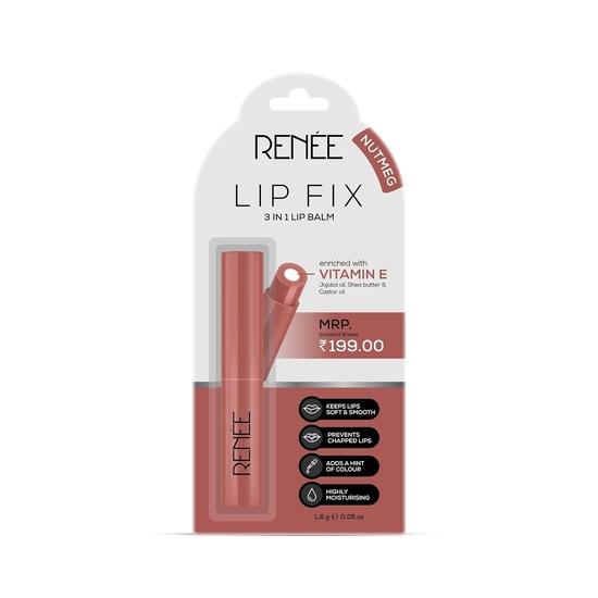 RENEE Lip Fix 3 в 1 тонированный бальзам для губ 02 Мускатный орех 1,6 г, лечит, осветляет и питает | Двойной основной уход, обогащенный витамином Е и для потрескавшихся и сухих губ