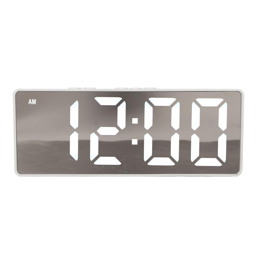 Digital Alarm Clock Temperature Display LED Mirror Electronic Clocks for Home Bedroom Decoration White