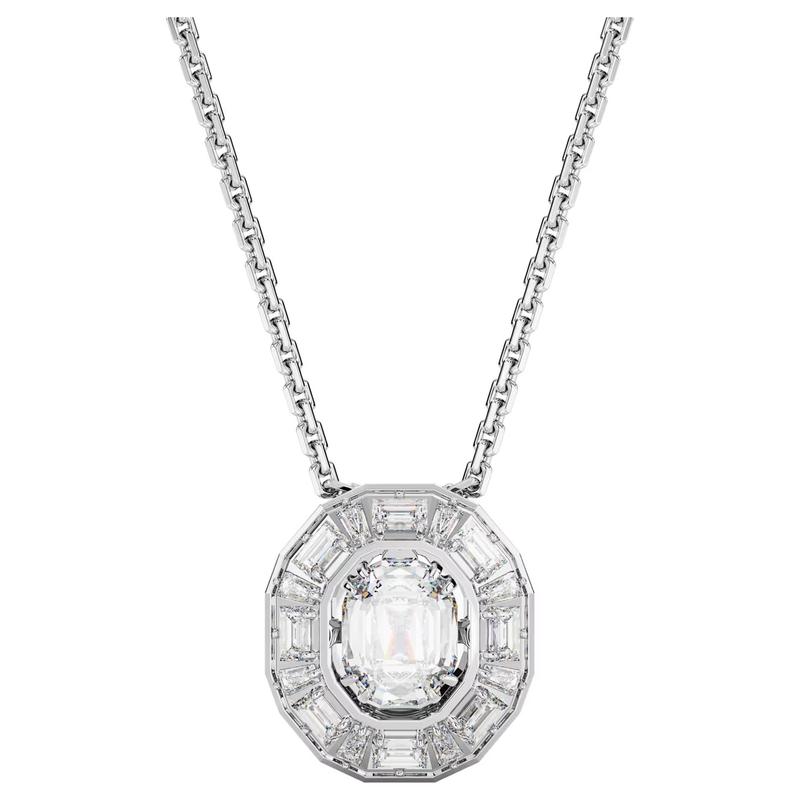 Swarovski Mesmera Octagon Cut Design Rhodium Plated Necklace Women's Silver 5669915BIANCO