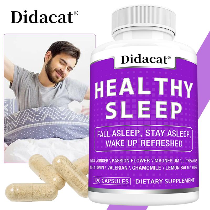 Didacat Sleep Support Supplement, with Melatonin 8mg, Valerian, GABA & L-Theanine, 120 Caps