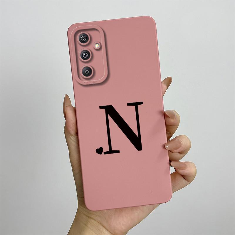 Чехол для Samsung Galaxy M34 5G SM-M346B Стеклянный чехол с рисунком 'Сердце с буквами' Жидкий силиконовый чехол для телефона Для SamsungM34 M 34 5G