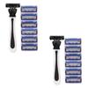 Facebody Disposable 6-blade Razor + 6 Extra Blades Set White + Black, 2 Sets ,Korean Razor Blade