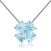 Metal Allergy Compatible March Birthstone Aquamarine 925 Silver Necklace Four Leaf Clover K18 Coating Necklace Pendant Present Birthday [JIANGXIN]