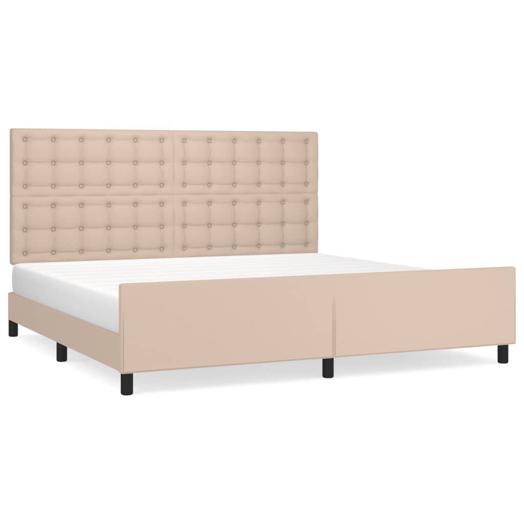 Bed Frame with Headboard Cappuccino Brown 200x200 cm Faux Leather