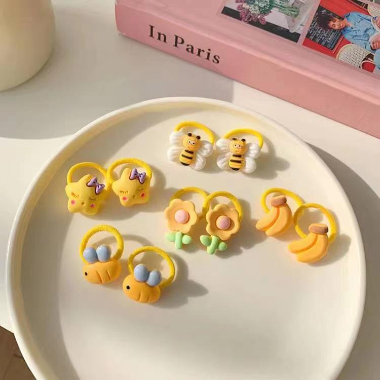 10pcs/set Little Girls Kawaii Elastic Hair Bands Cute Thumb Hair Twister Hair Tie Children High Elastic Cartoon Hair Accessories