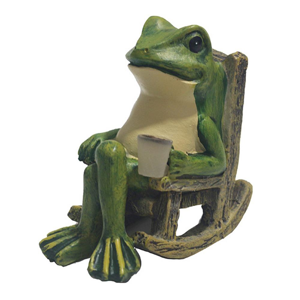 Creative Solar Powered Frog Night Light Waterproof Resin Frog Sculpture Patio Landscape
