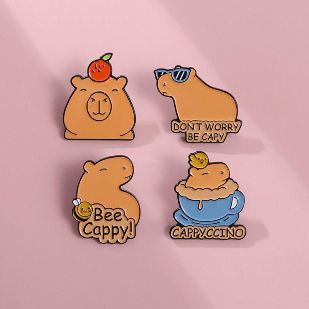 Мультяшная брошь-значок с животным Металлическая капибара Цинковый сплав Значок Пальто Брошь-капибара Значок на рубашку