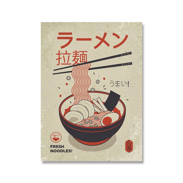 Японский стиль Еда Забавный Рамэн Лапша Суши Плакат Настенная Картина на Холсте Картина для Гостиной Домашний Декор Кухни Куадрос Без Рамки