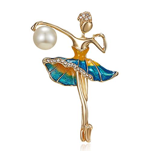 High Quality Rhinestone Ballet Dancing Brooches Crystal Enamel Brooch Women Cute Pin Corsage Fashion Wedding Jewelry Gifts