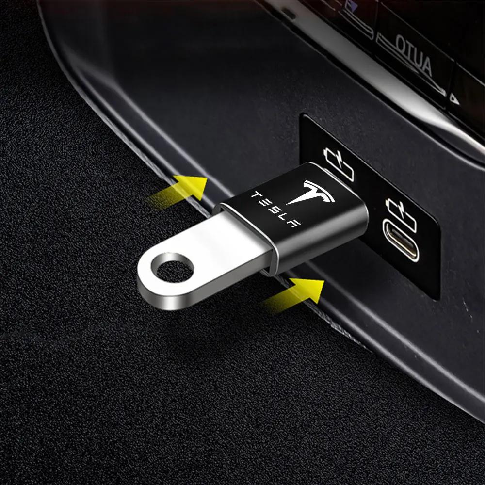 Car Sticker Tesla OTG USB 3.0 To Type C Adapter Converter Phone Charging Cable Charger For Tesla Coil Mod Model 3 Y S X 2017-202