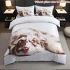 Постельное белье с 3D-печатью с рисунком собаки, комплект пододеяльника на тему животных, мягкий удобный полиэстер, милый стиль, пододеяльник, наволочка