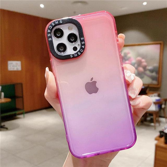 Противоударный прозрачный чехол для телефона с градиентом для Iphone 14 13 Pro Max 12 11 Pro Max Xr Xs X 14plus 13, прозрачный мягкий бампер, задняя крышка