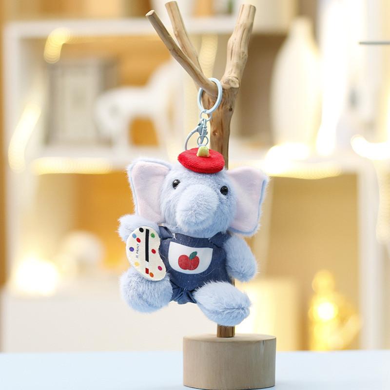 Cartoon Elephant Plush Doll With Short Pile Material Gift For Kids And Teens Keyring Accessory