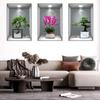 Wei Mo Xiang Green Plant Three-Panel Self-Adhesive Decorative Wall Sticker for Home & Hotel