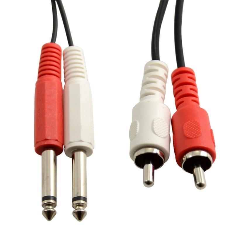 Адаптер RCA на 1/4, Кабель-адаптер RCA Male на 1/4 6,35 мм, 2 стереоджека 1/4 дюйма 6,35 мм TRS на 2 аудиолинии RCA Male