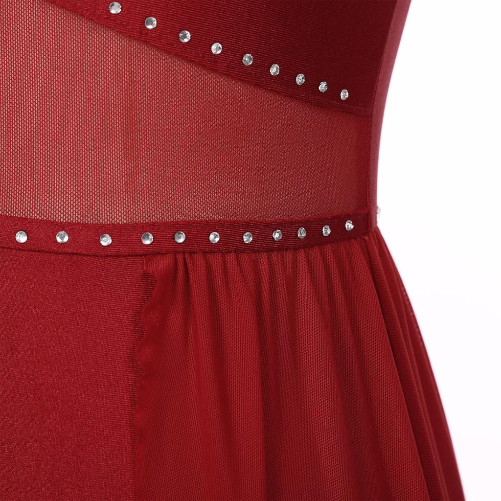 Женский балетный костюм для литургического поклонения, длинное платье с разрезом по бокам, фигурное катание, танцевальное представление, пэчворк, танцевальная одежда