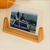 Modern U Shaped Acrylic Photo Frame Walnut/Beech Base Transparent Desktop Decor for Home Office Photo Display Gift