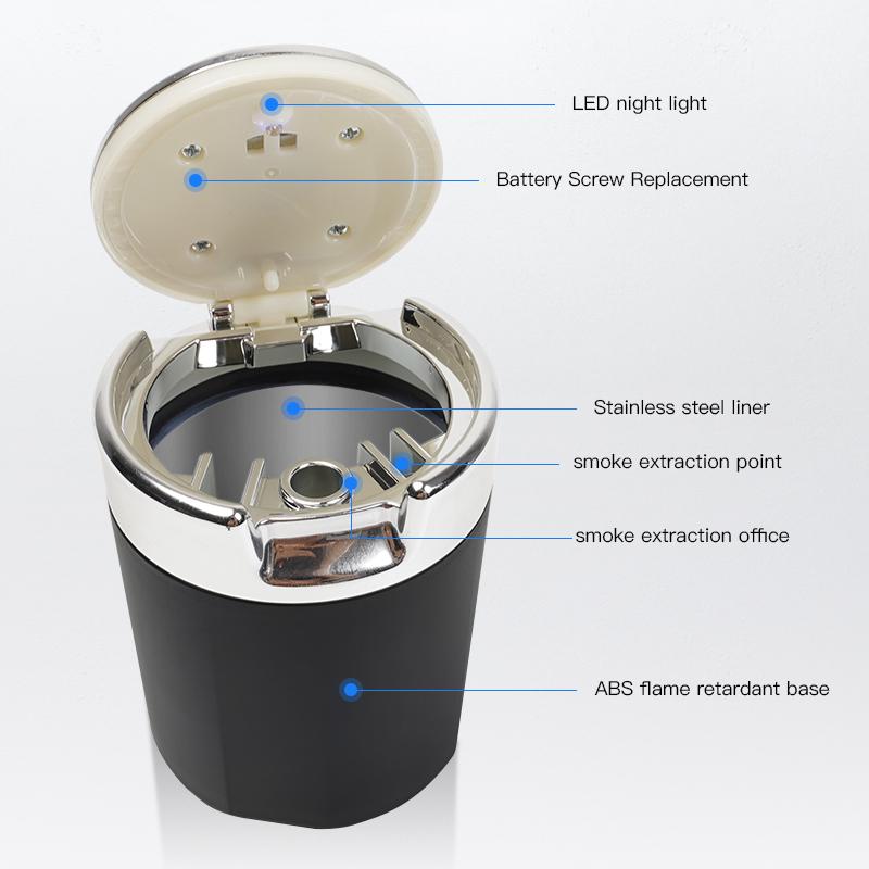 Car Interior Ashtray LED Light Portable Smoke Ashes Holder For Citroen C3 C5 Aircross C5X C4 Cactus Picasso e-C3 e-C4 C1 C6 C2