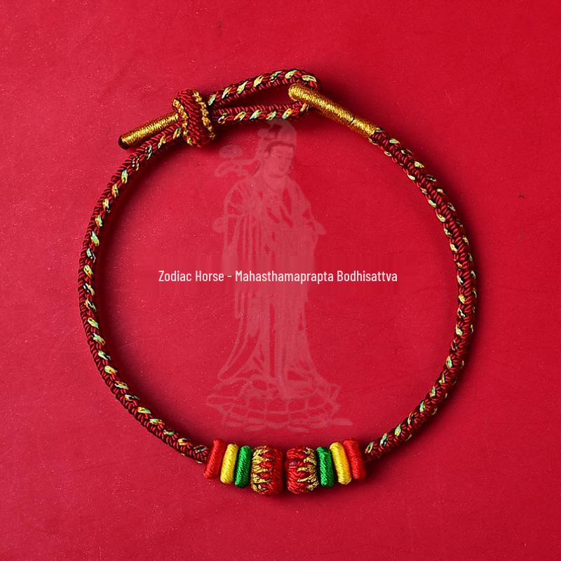 2026 Year of the Horse Red String Bracelet - Zodiac Benming Buddha Woven Rope for Men and Women