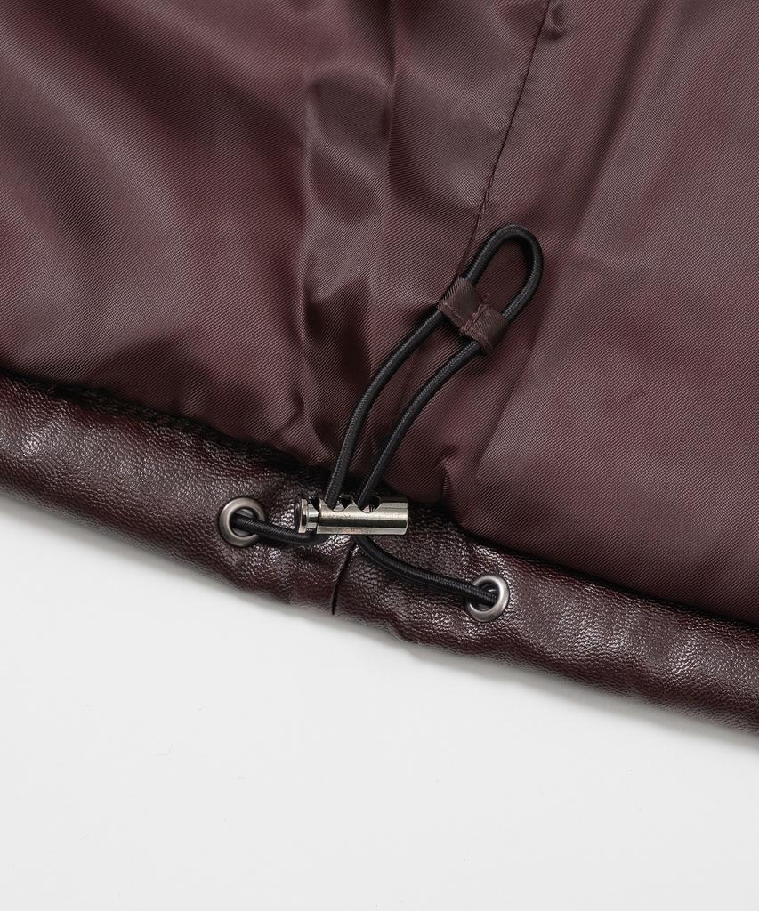 Короткий стеганый жилет Leftseoul из искусственной кожи [Коричневый]